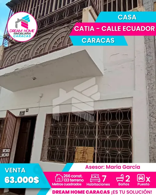  En Venta Casa En Catia Calle Ecuador