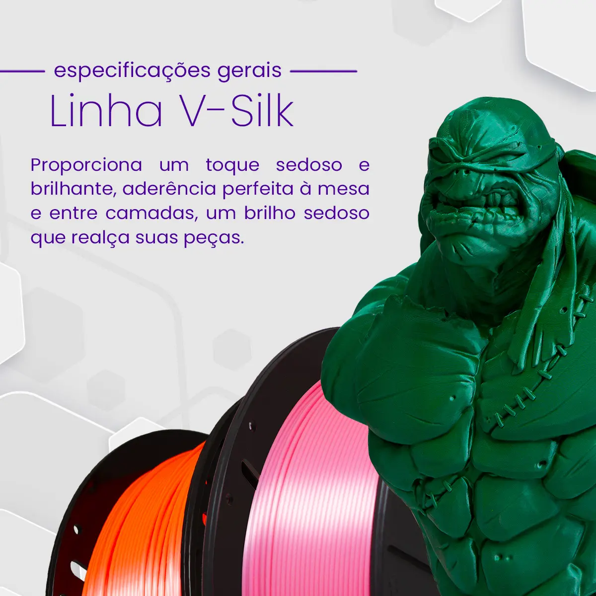 Filamento Pla Dourado V-silk 1kg Impressão Peças 3d Nacional