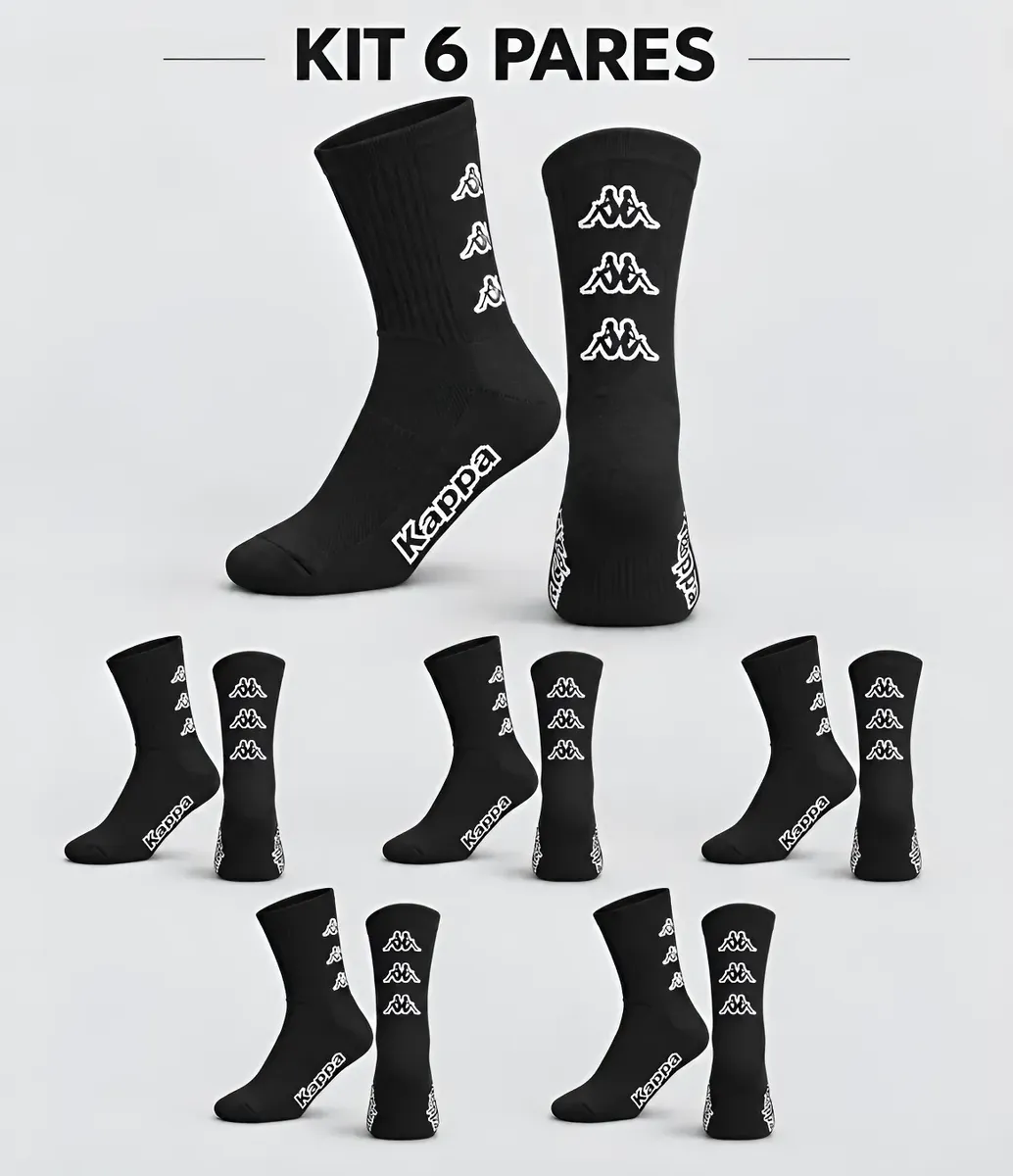Kit 6 Pares Meias Kappa Algodão Cano Médio Conforto Original