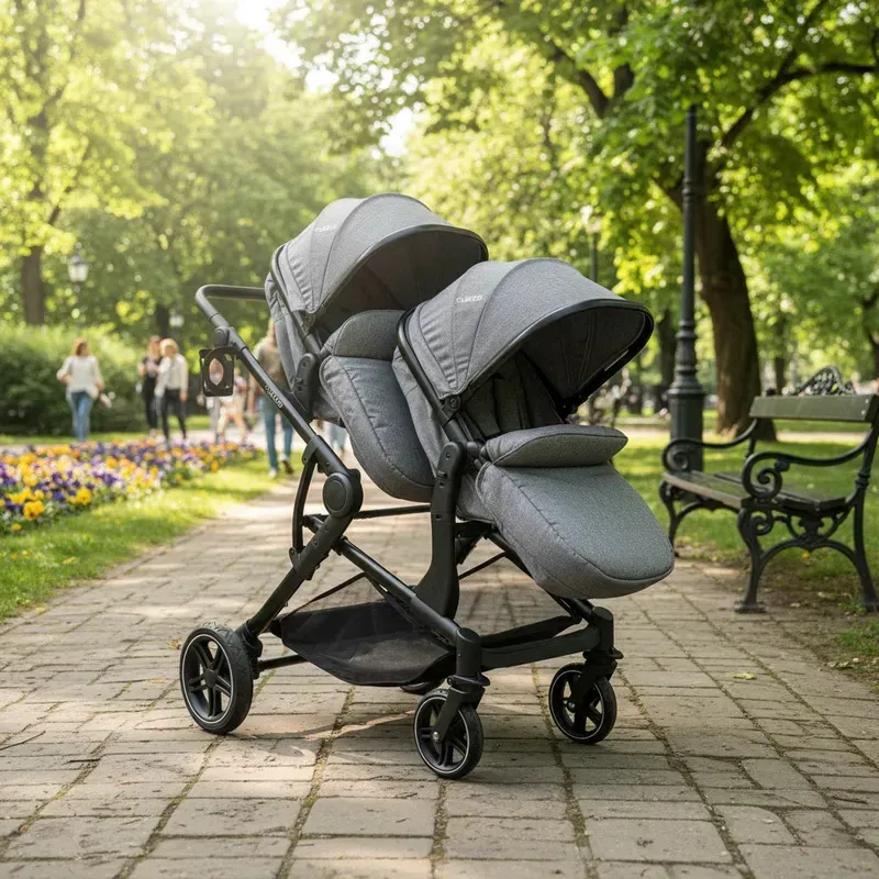Carrinho De Bebê Para Gêmeos Pair Melange Cinza - Kiddo