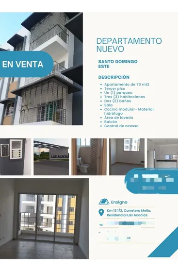 Venta  Apartamento Res.acacias Km13 1/2 Carretera Mella 
