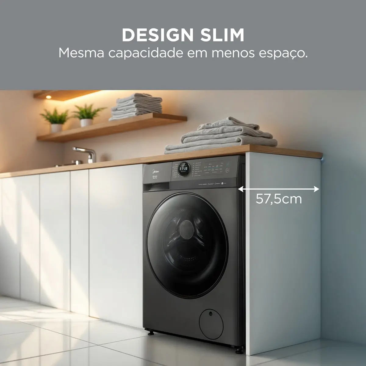 Lava E Seca 11kg Titanium Slim Conectada Midea Cinza-escuro - Imagem 3