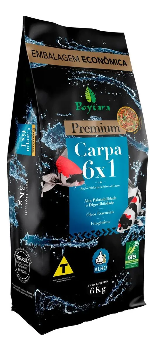 Ração Poytara Premium para Carpas 6x1 6kg