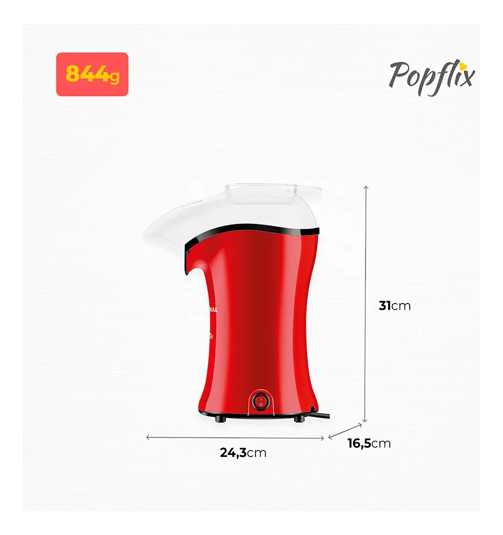 Pipoqueira Popflix PP-03 1200W Vermelha Mondial - Imagem 4