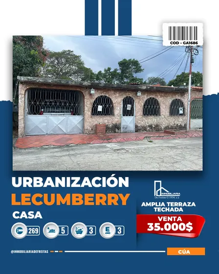 Casa En Venta En El Lecumberry. Cúa