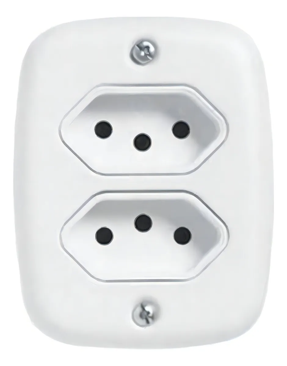 Tomada Dupla Sobrepor Sistema X 20a Com Caixa Externa Pluzie Cor Branco - Imagem 3