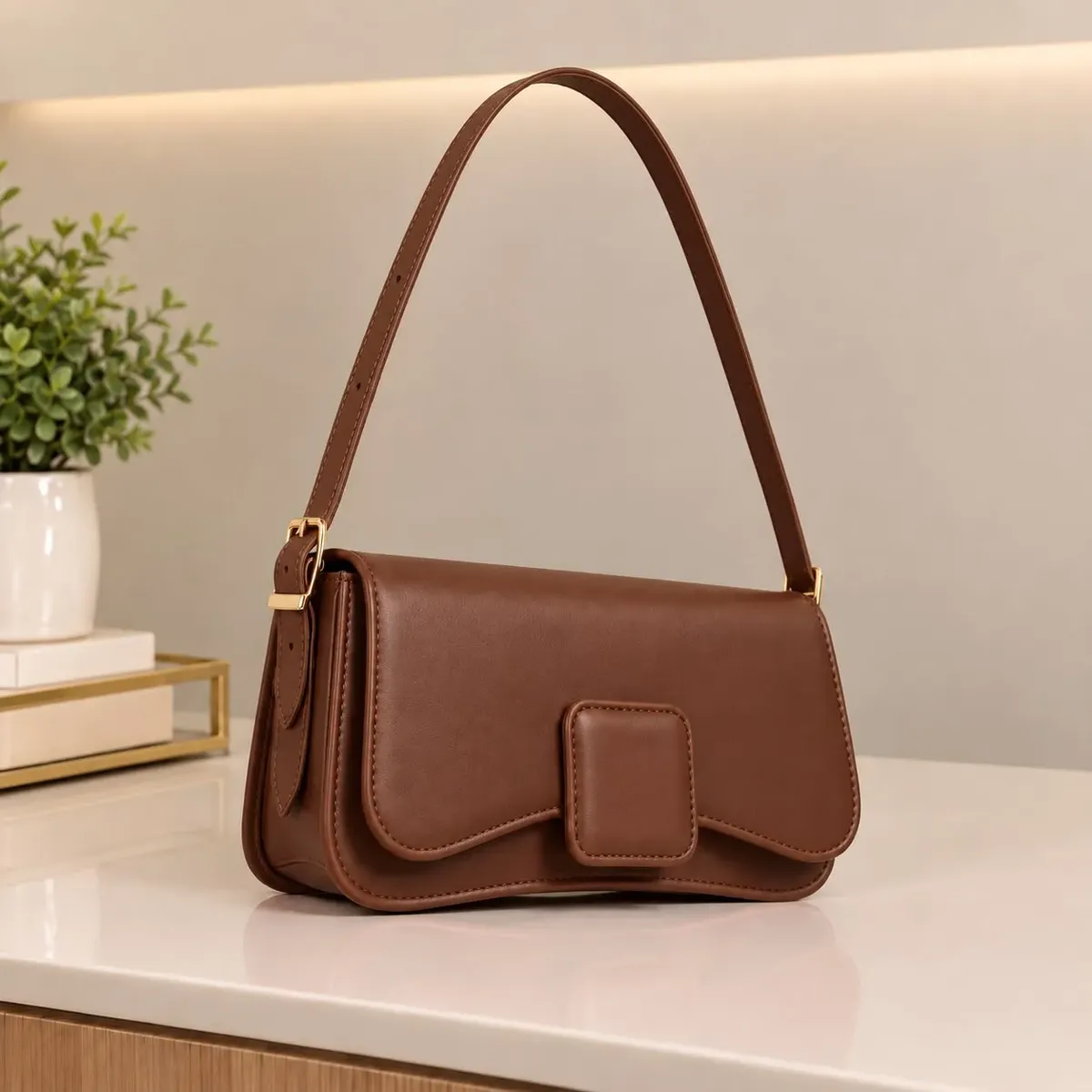 Bolsa Baguete Feminina De Ombro Compacta Casual E Festa