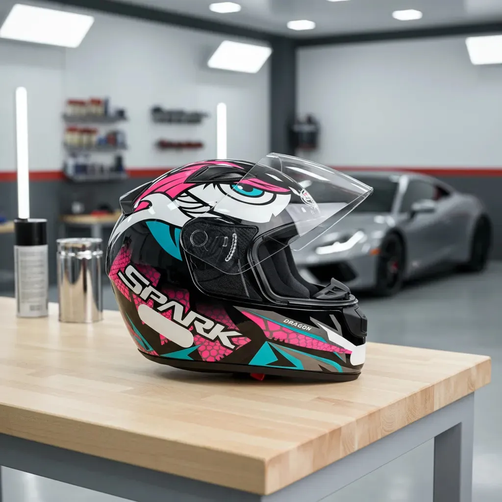 Capacete Moto Esportivo Ebf New Spark Dragon C/narigueira Nf Preto/rosa Sergeant Brilhante 58 - Imagem 4