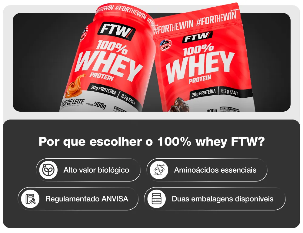 Whey Protein 100% Concentrado Refil 900g Sabor Leite - FTW