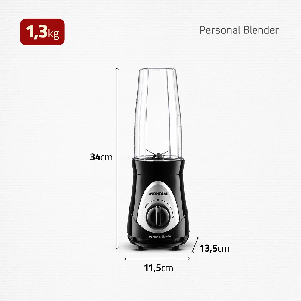 Personal Blender, Mondial, Preto/prata, 300W DG-01 - Imagem 4