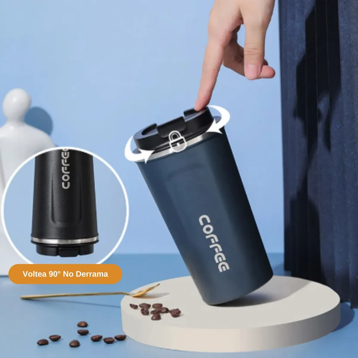 Vaso Jarro Térmico P/café Acero Inoxidable Tapa Antiderrame 