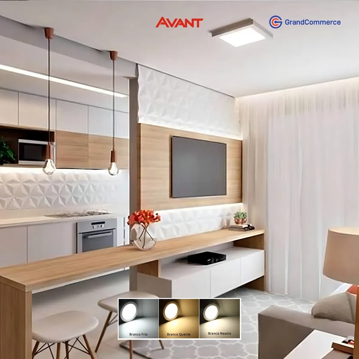 1x Painel Plafon Sobrepor Quadrado Led 18w Ps Avant 6500k Estrutura Branco - Imagem 4