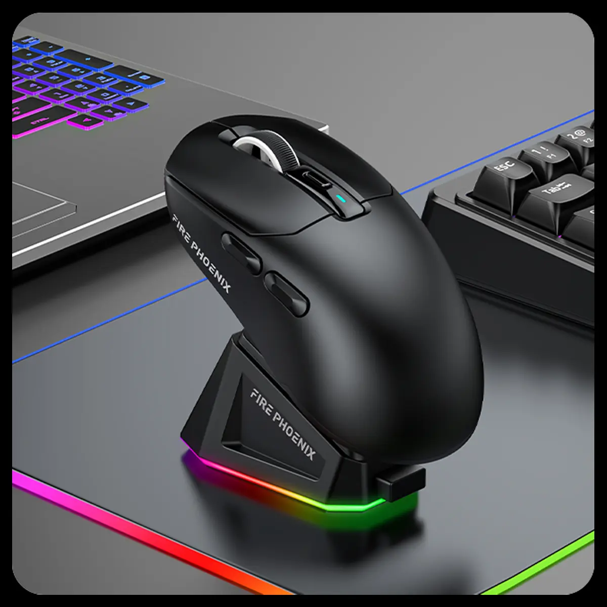 Mouse Gamer Sem Fio Fire Phoenix 24000dpi Paw3311 Bk-r3x Cor Preto