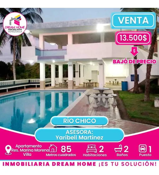 Apartamento En Venta Res. Marína Morena Villa. Los Canales De Río Chico