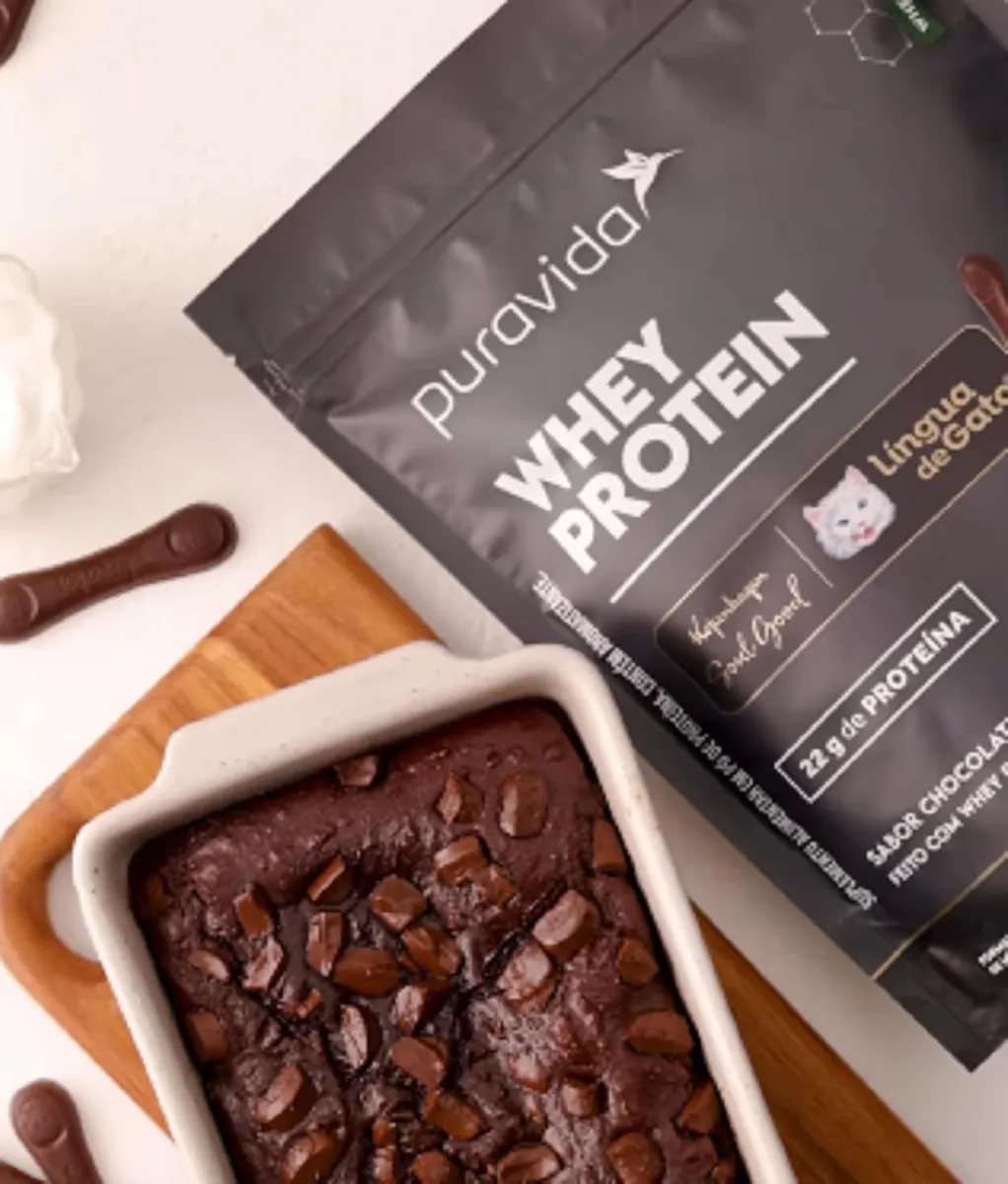 Whey Protein Isolado Chocolate Língua de Gato 450g Puravida - Imagem 3