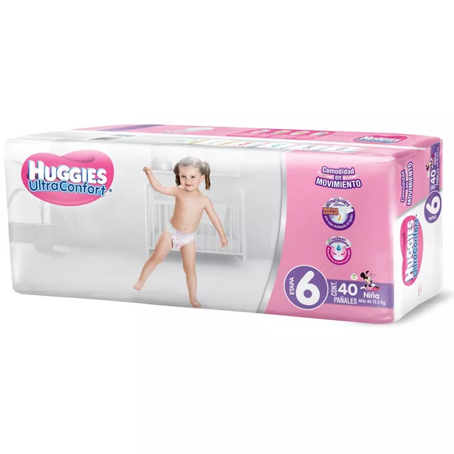 Pañales Huggies UltraConfort Etapa 6 niñas XXG 40 u | Envío gratis