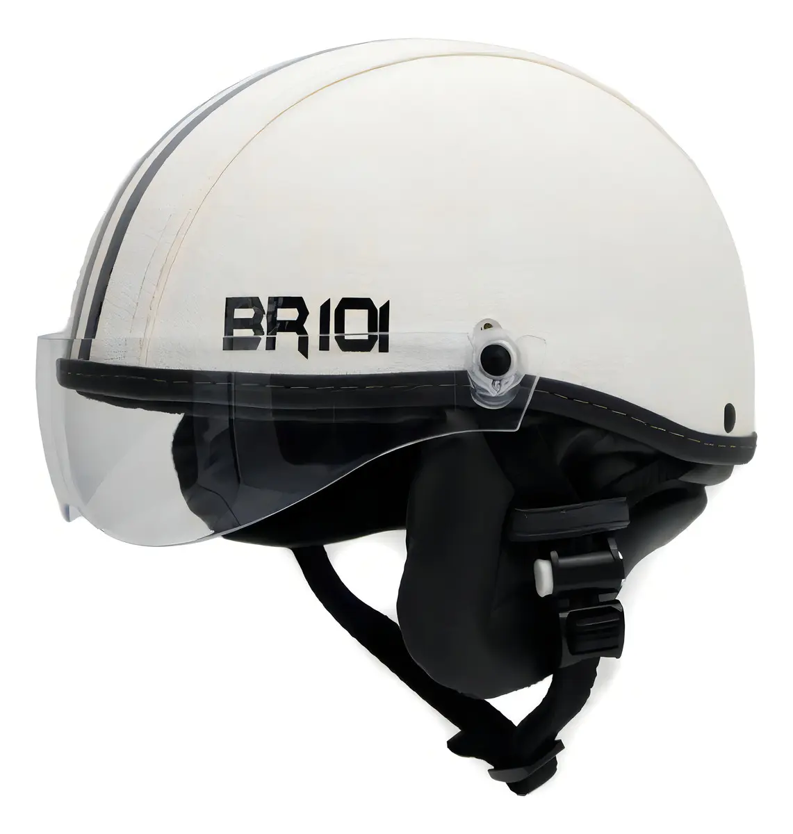 Capacete de couro Coquinho Br101 para scooters e bicicletas tamanho M 57-58 cor branco — foto 1