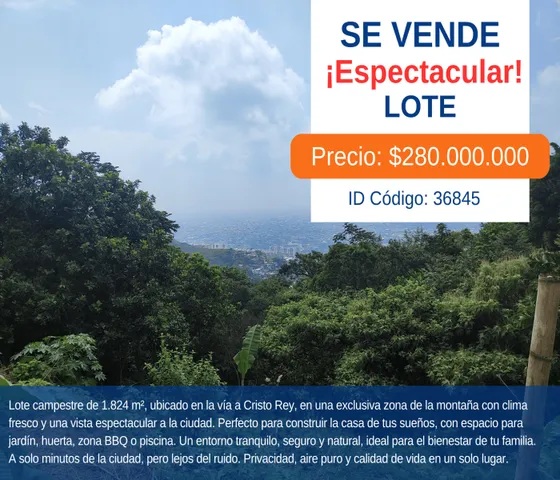 Se Vende Lote Via A Cristo Rey - Oeste De Cali - Vista A La Ciudad