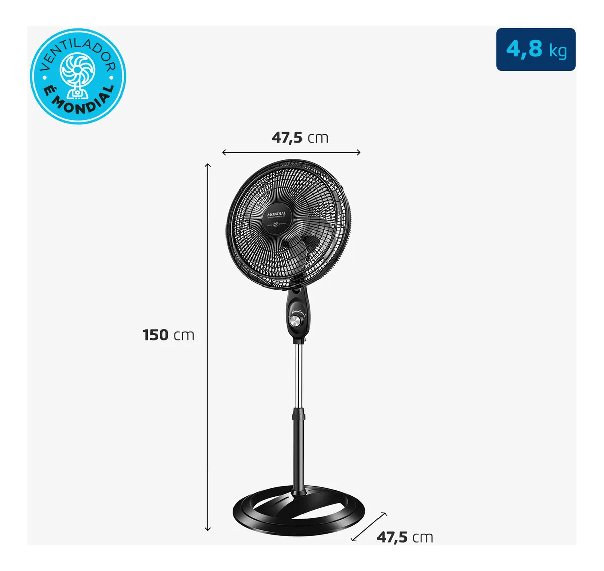 Ventilador Coluna 40cm Super Power Mondial 140W 220v - Imagem 4