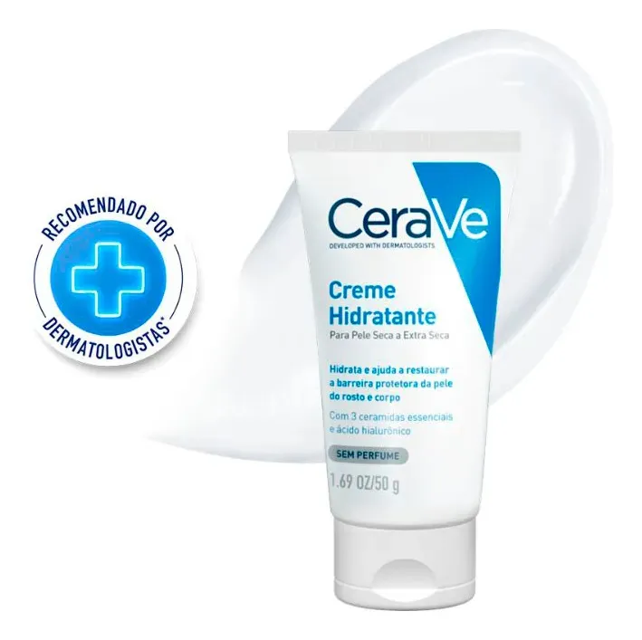 Creme Hidratante para Pele Seca e Extra Seca com 3 Ceramidas e Ácido Hialurônico Hidratação 48h CeraVe 50g