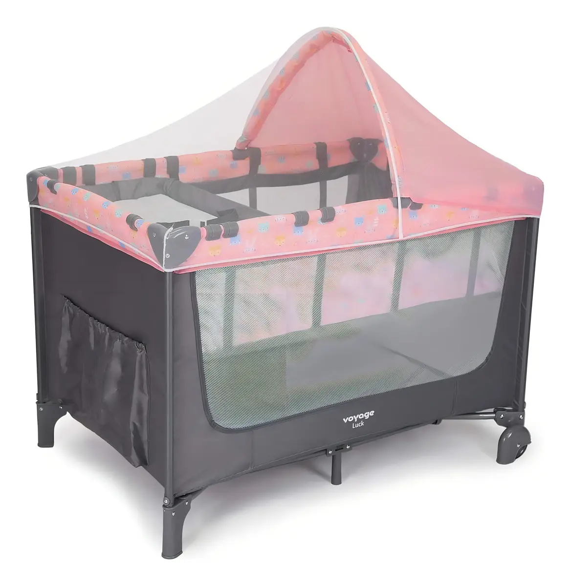 Berço Infantil Portátil Cercado Luck Rosa Boreal Voyage Rosa Boreal