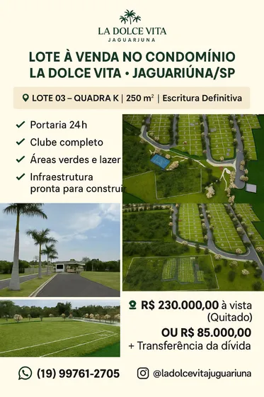 Lote A Venda Condomínio La Dolce Vita