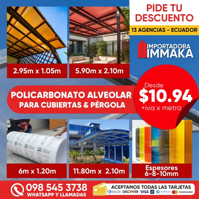 Policarbonato Alveolar Toda Medida Nivel Nacional Pérgolas