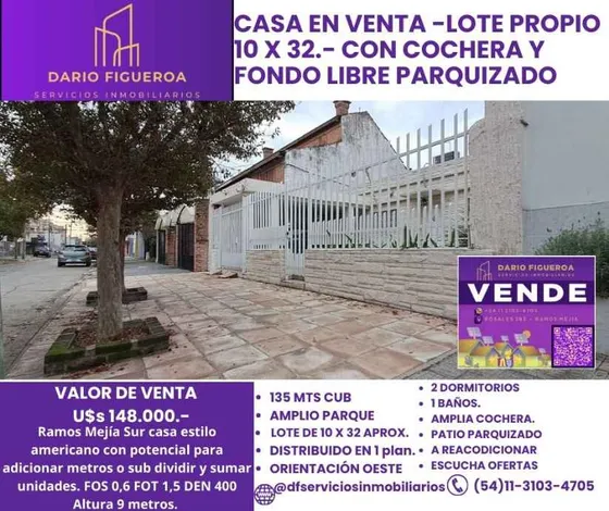Casa Fondo En Venta En Ramos Mejia Sur