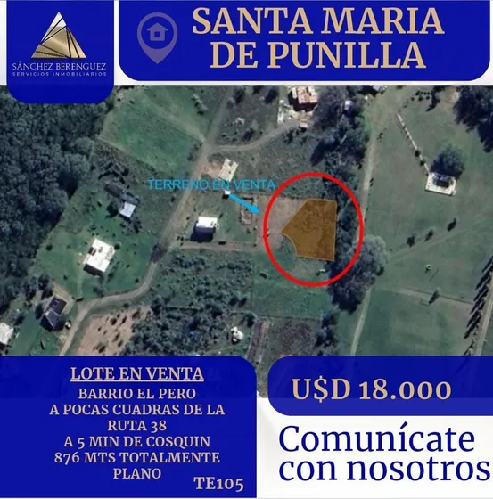 Terreno A A Venta De 876m En Santa Maria De Punilla.   Te105