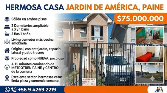Venta Casa 2d 1b, Jardines De America, Metrotren, Paine