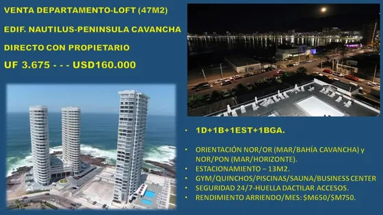 Dpto/loft Edificio Nautilus 1d+1b+1est+1bga. Directo Dueño