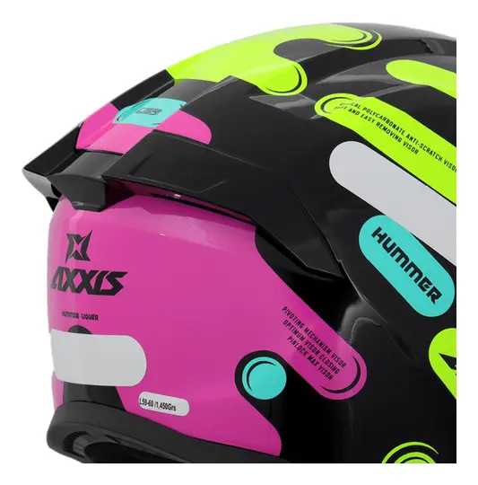 Capacete Moto Fechado Axxis Hummer Liquer B13 Amarelo Rosa — foto 4