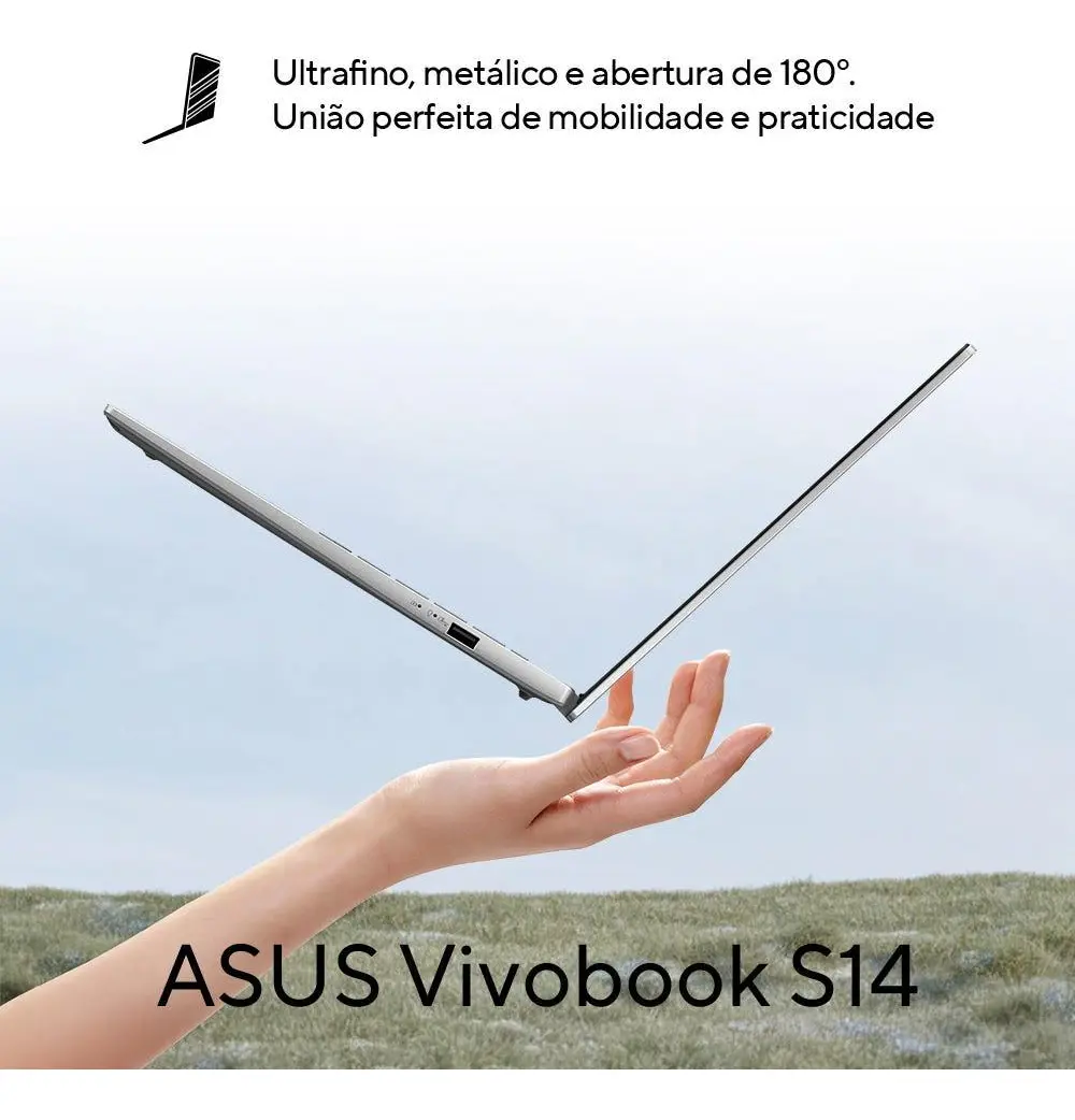 Notebook Asus Vivobook Ia Pc S14 S3407ca Intel Core Ultra 5 225h 16gb Ram 1tb Ssd Windows 11 Tela 14  Led Fhd Gray - Ly114w Matte Gray