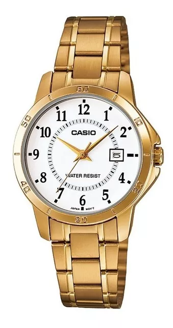 Reloj Casio Dama Original LTP-VT01G-9B reloj pulsera en acero inoxidable  dorado, fondo dorado. 