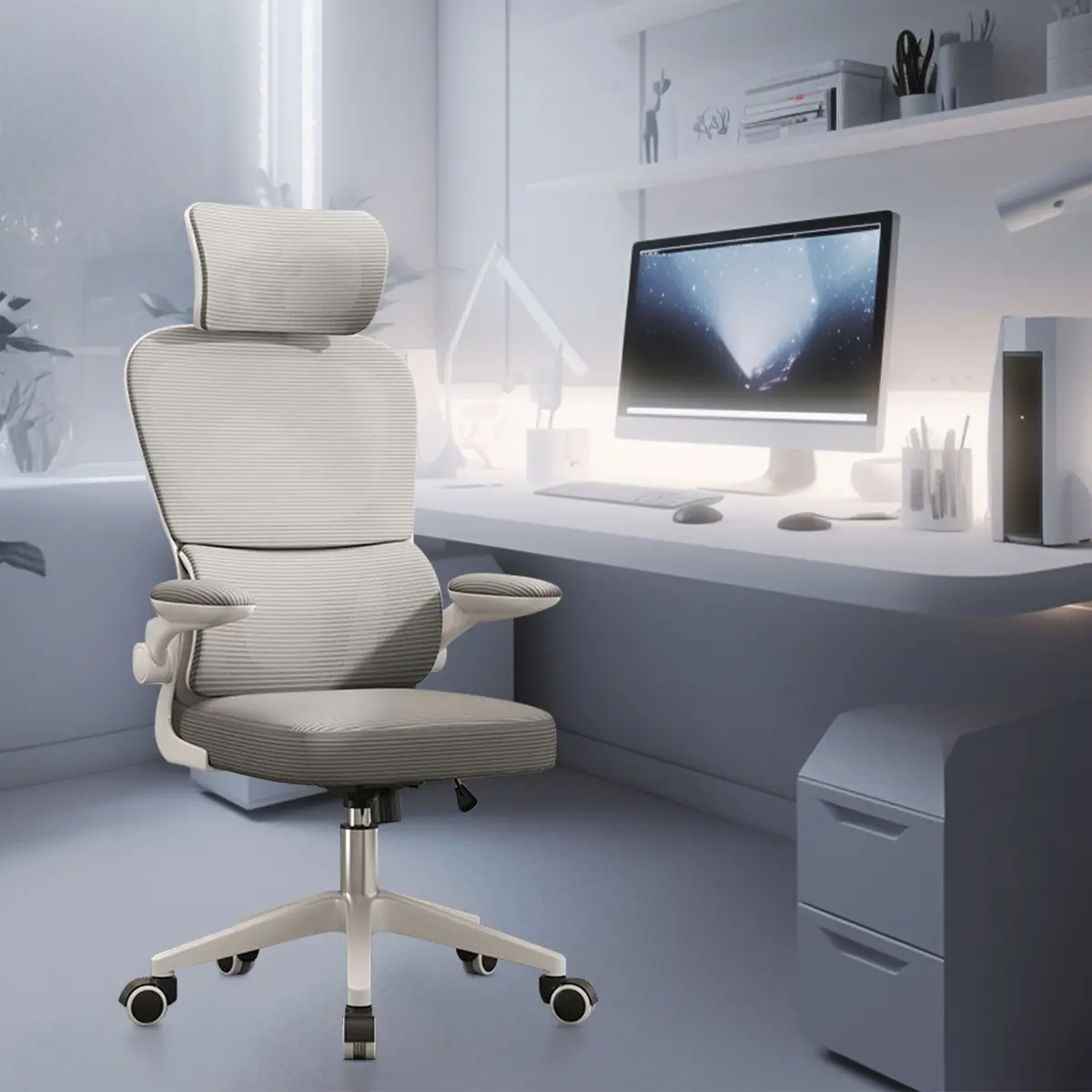 Cadeira Escritório Ergonômica Python Fly B07 Cinza Com Suporte Lombar — foto 9
