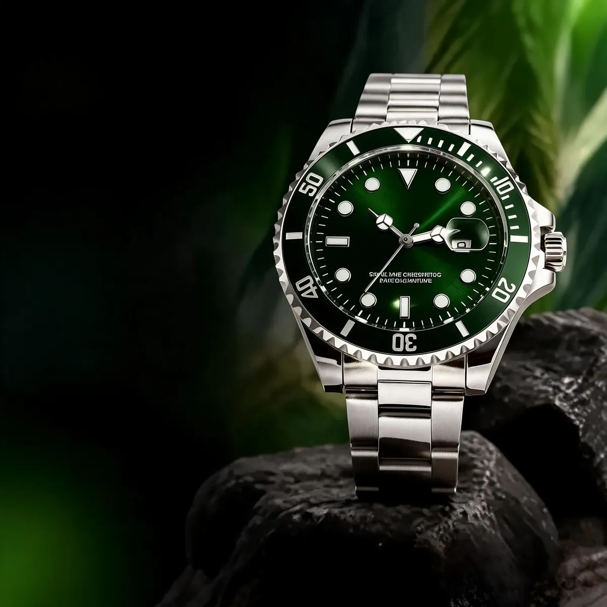 Relogio Casual Prata Com Fundo Verde