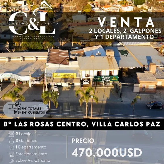 Venta Gran Propiedad: 2 Locales + 2 Galpones + Departamento