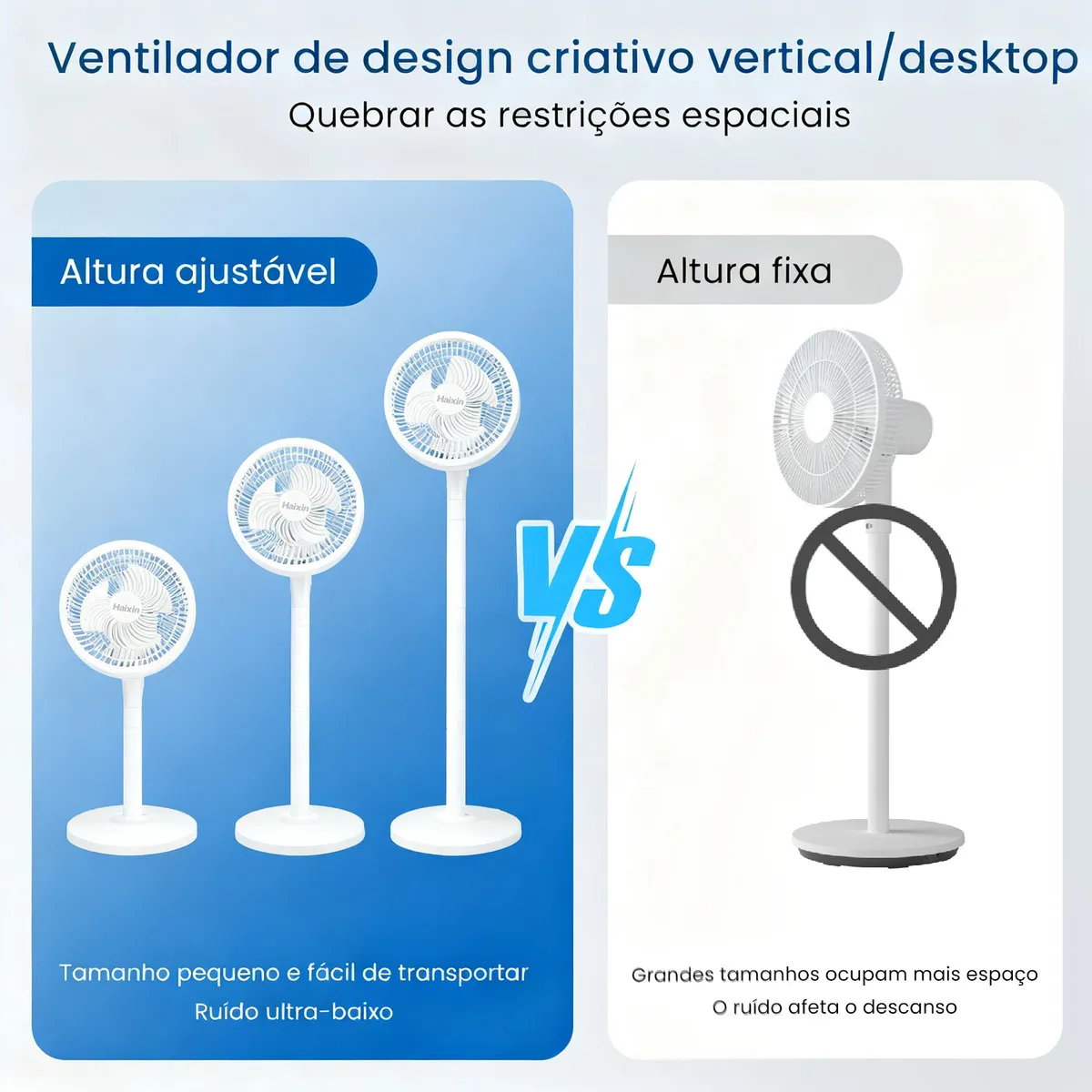 Ventilador de circulação de ar ajustável em três velocidades, baixo ruído de 60 Hz - Imagem 2