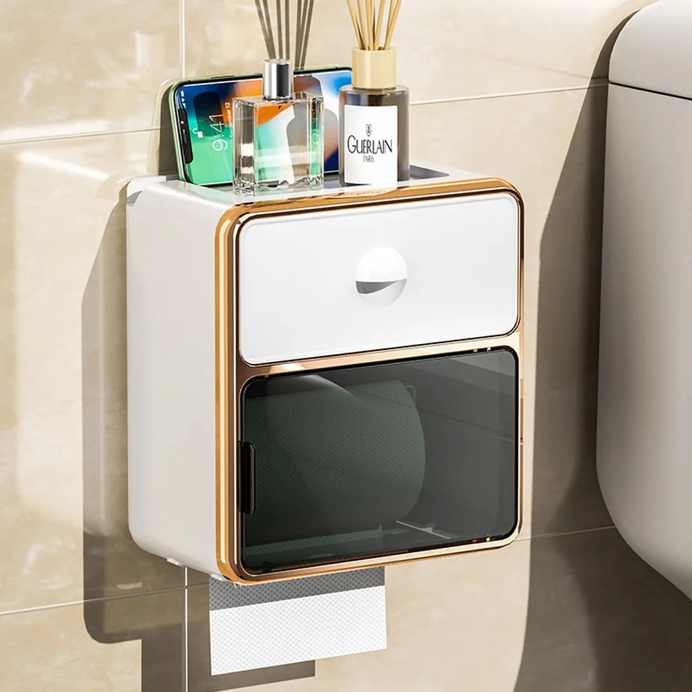 Soporte De Papel Higiénico Autoadhesivo Con Cajón