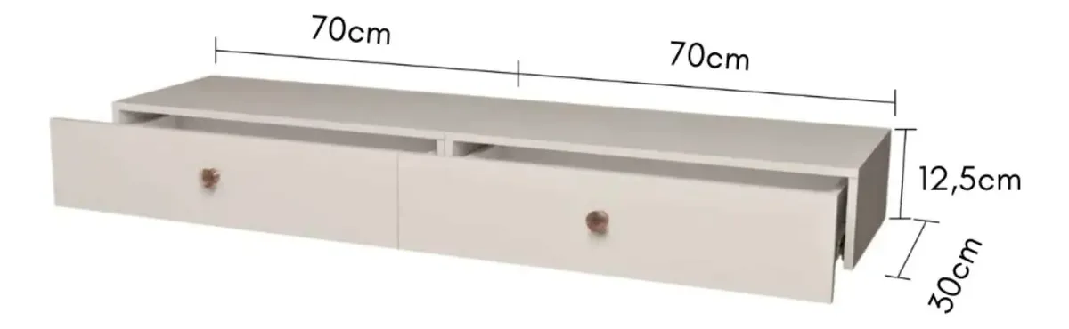 Penteadeira Dupla Suspensa C/gaveta Mdf 1,40 Multifuncional Branco - Imagem 4