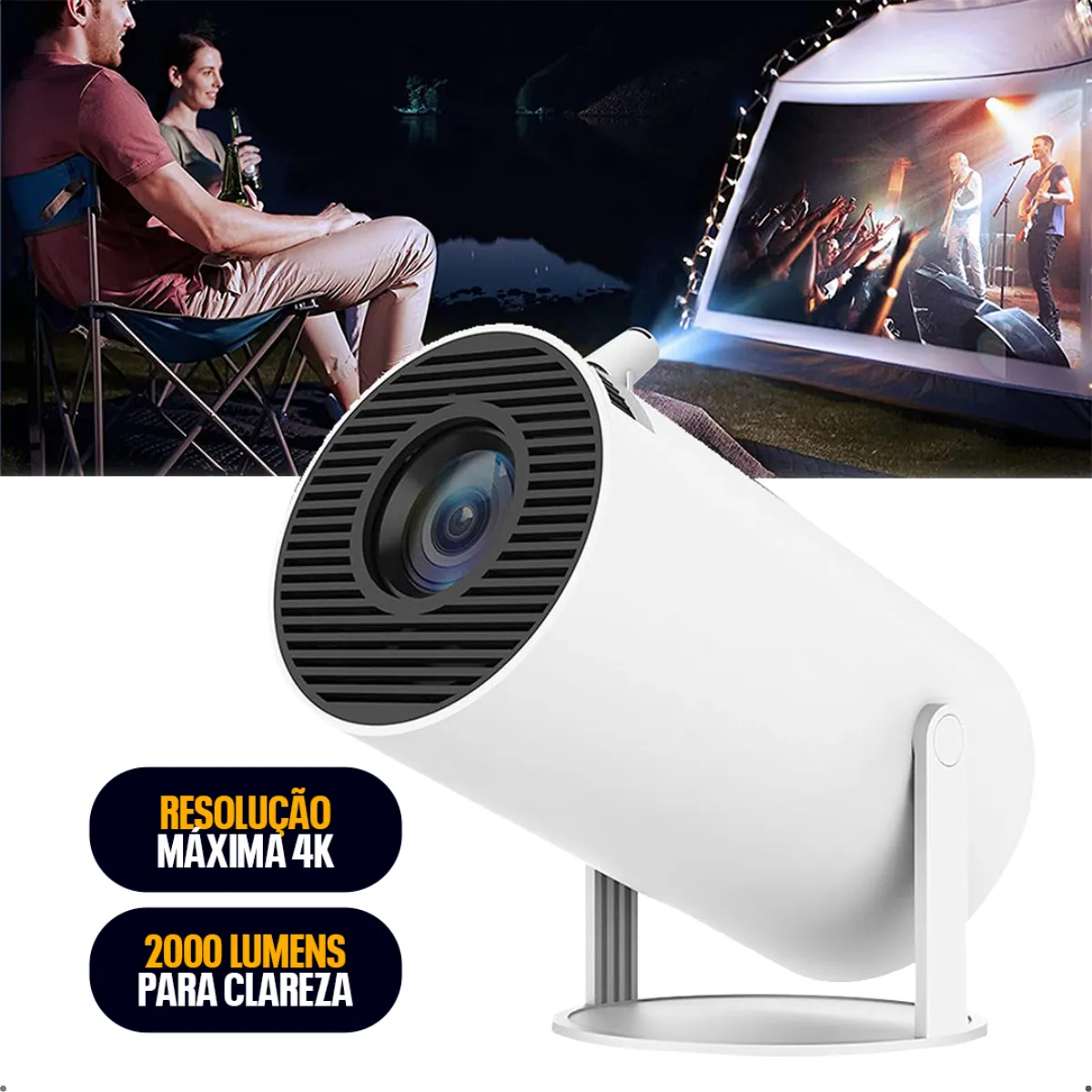 Mini Projetor Portátil Fc Fullcam 4k Android Full Hd Smart Wifi Cinema Home Hy300