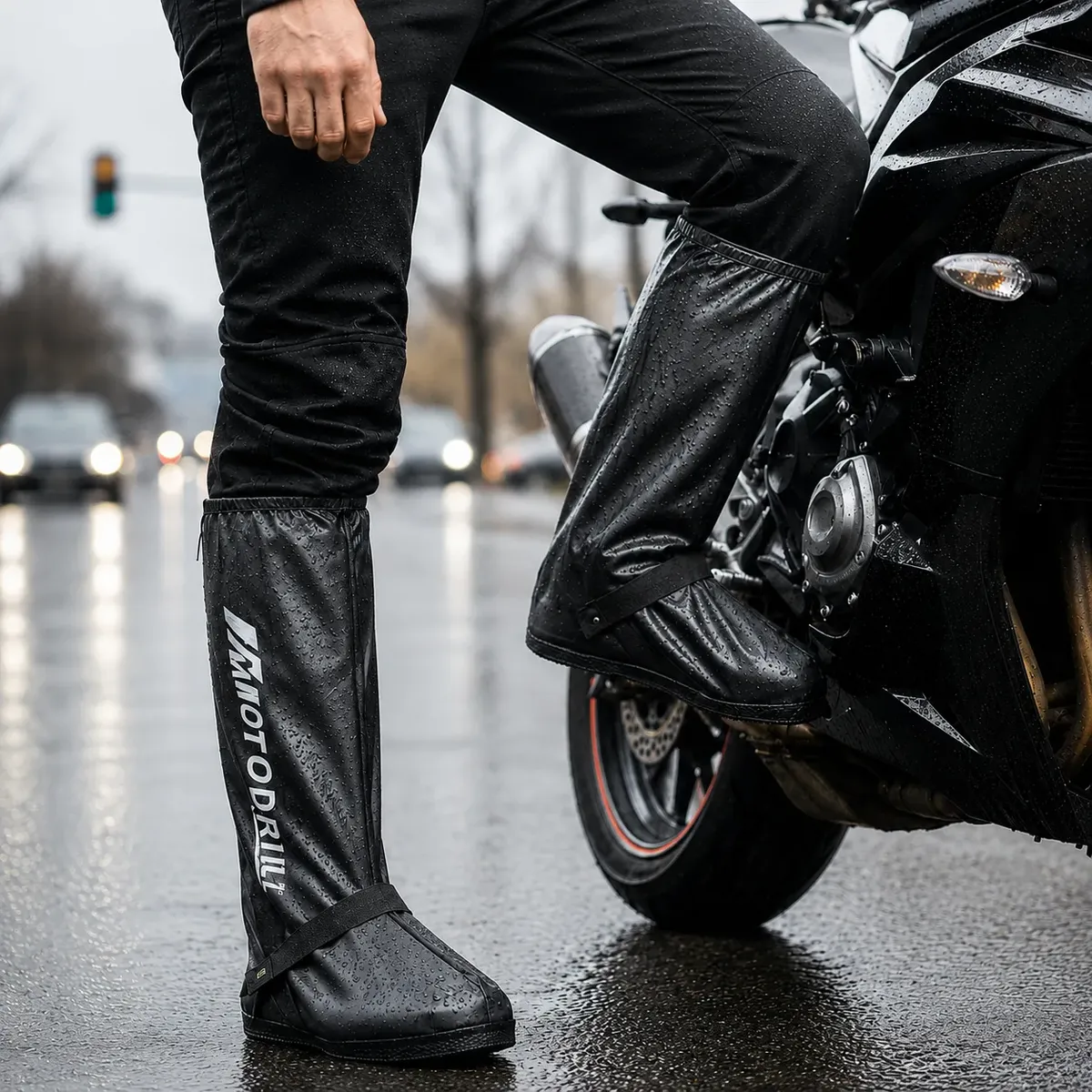 Capa De Chuva Para Calçado Motoqueiro Impermeável Antiderrapante