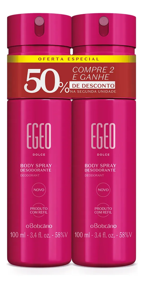 O Boticário Kit Body Spray Egeo Dolce 100ml (2 Itens)