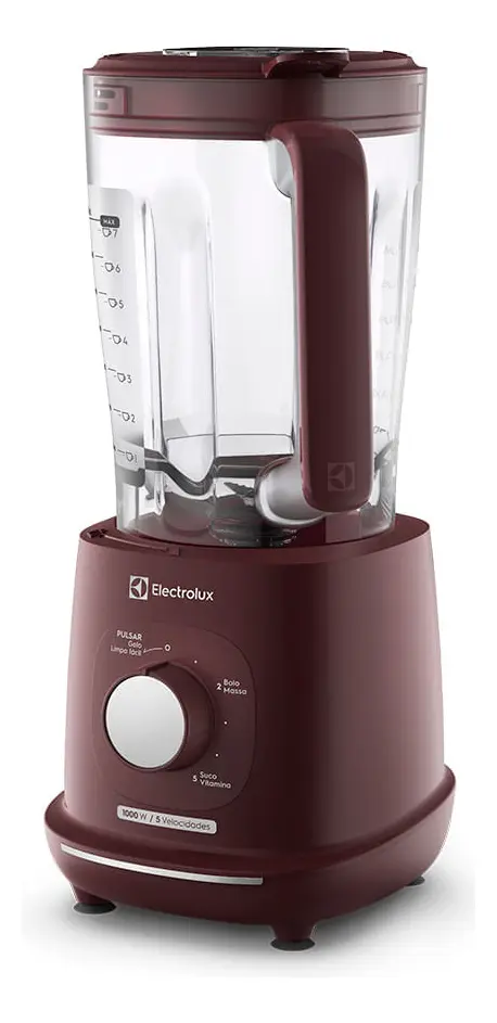 Liquidificador Electrolux 1000W de Potência com 2.7 Litros de Capacidade 5 Velocidades 4 Lâmina TriForce e Pés Antiderrapantes EBL1010 Vermelho