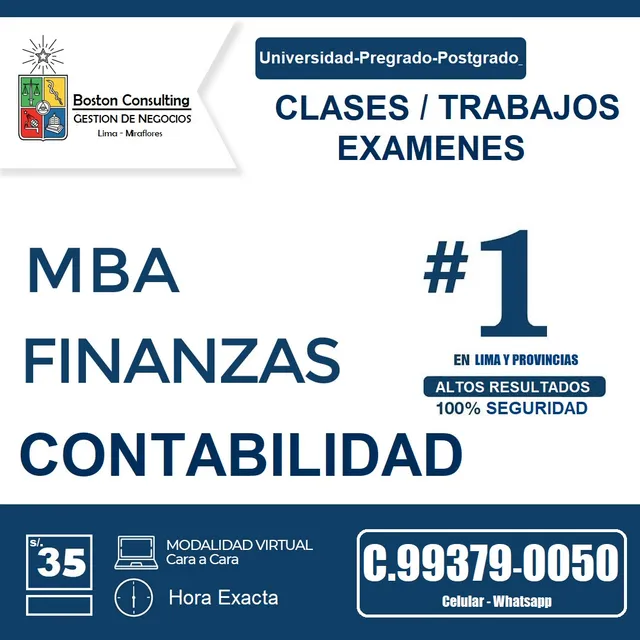 Clases Mba Contabilidad, Gerencial, Finanzas Costos Profesor