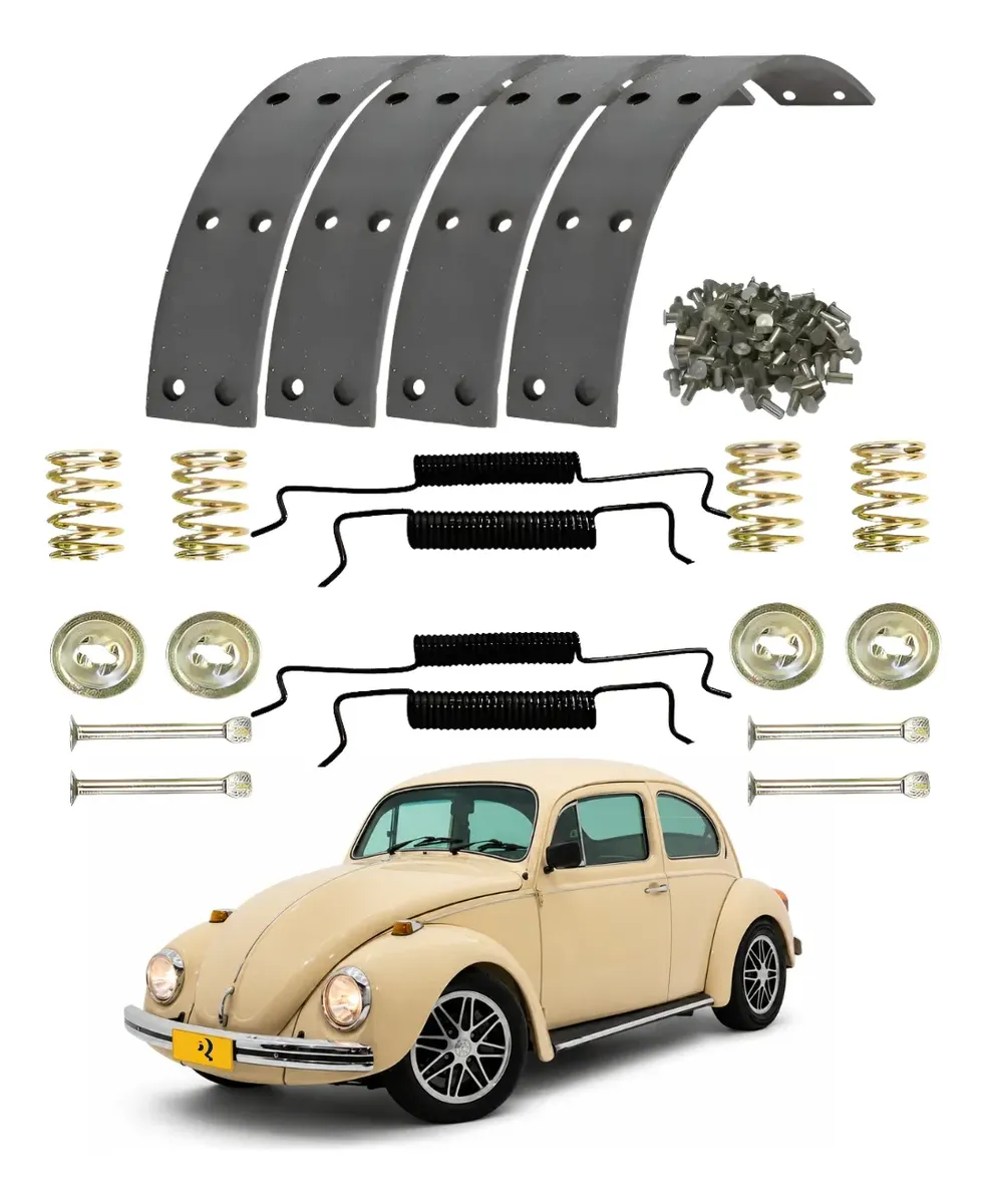 Kit Completo Lona Freio Roda Traseira Fusca 4 Furos