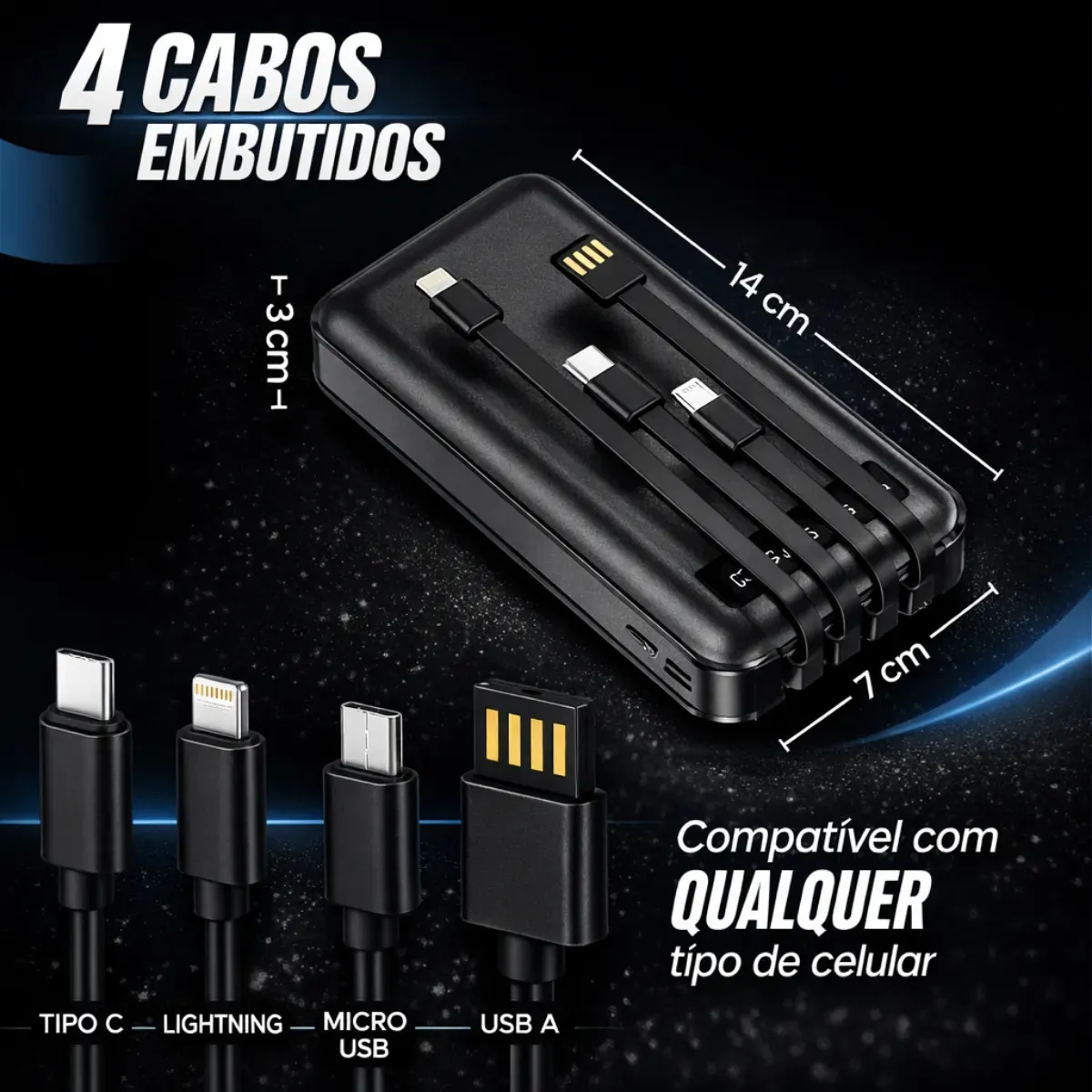 Power Bank 20000mah Carregador Portátil Turbo Rápido 22.5w Display Digital Preto