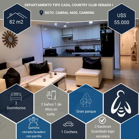 Venta De Excelente Departamento 82m2. Tipo Casa, En Country Club Venado I, Canning