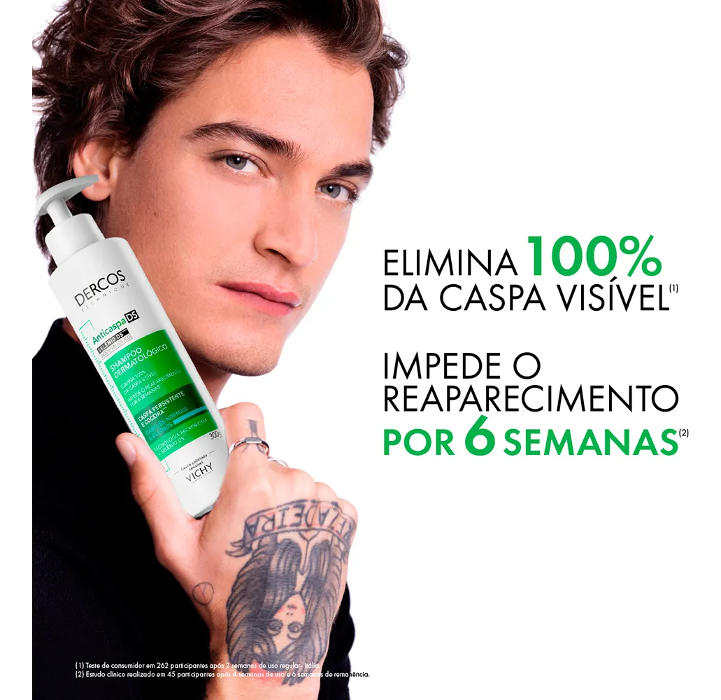 Shampoo Anticaspa DS para Cabelos Normais a Oleosos, Elimina 100% da Caspa e Coceira, Ação Antirreincidência por 6 Semanas, Controla Oleosidade, Dercos Vichy 300g - Imagem 4