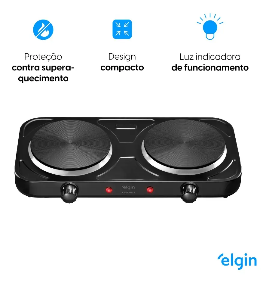 Fogão Cooktop Elétrico Elgin 2 Bocas Preto - Imagem 2